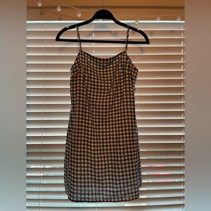 Navy blue gingham mini dress